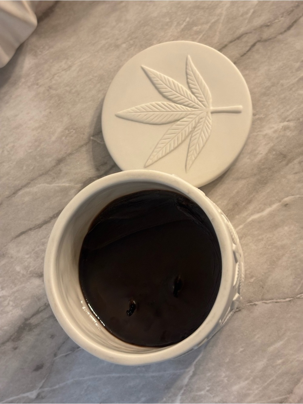 Jonathan Adler hashish candle White Embossed Leaf reuse stash jar after candle - Picture 4 of 8